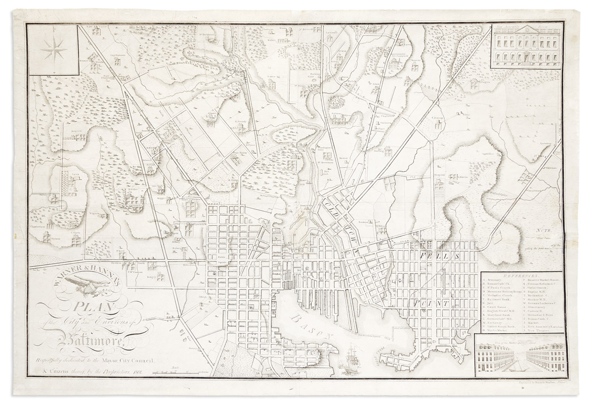 (BALTIMORE.) [Charles Varle]; and William Warner & Andrew Hanna. Plan of the City and Environs of Baltimore.